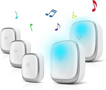 ワイヤレスチャイム 玄関チャイム 電池不要 自動発電 音と光で呼び出し