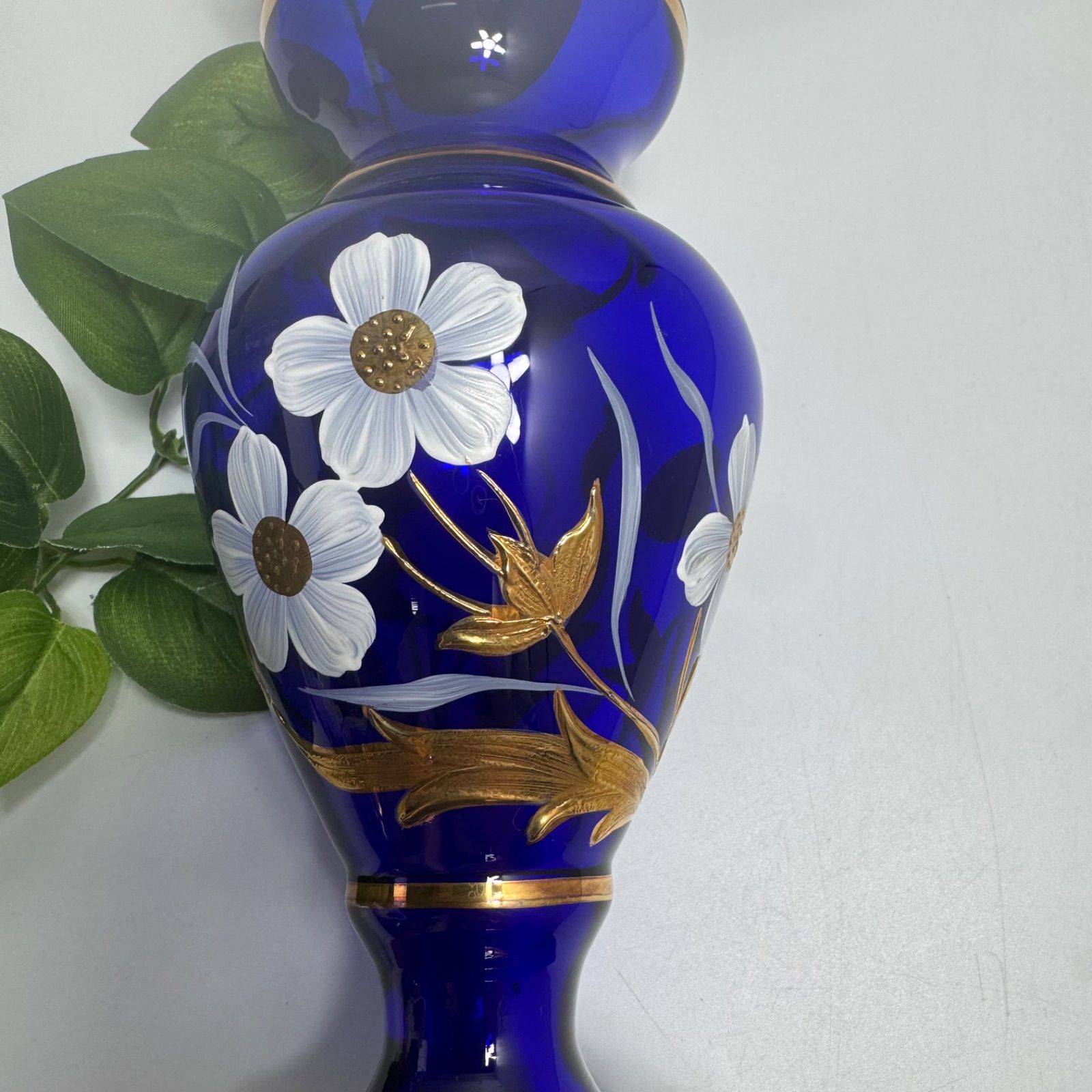 ボヘミア花瓶 ボヘミアングラス カットクリスタルフラワーベース