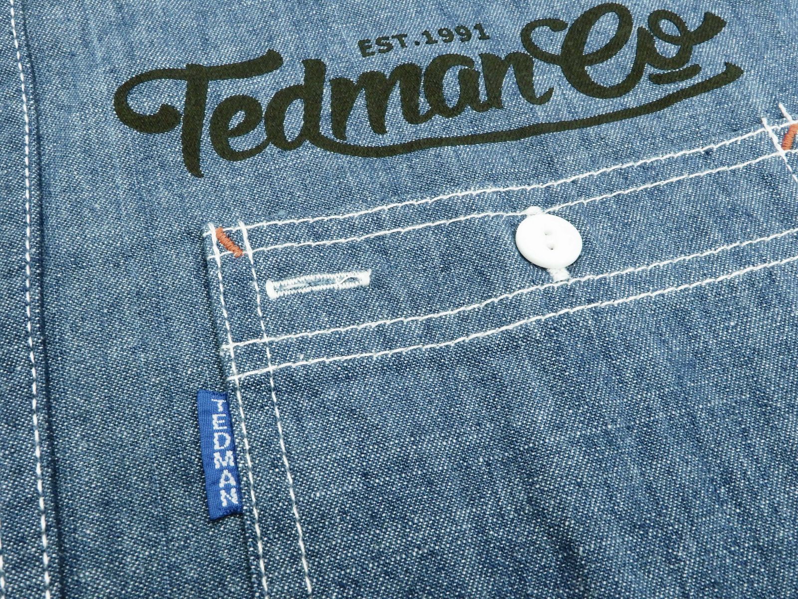 テッドマン) TEDMAN シャンブレーシャツ TSHB-1500 バイク柄 エフ商会
