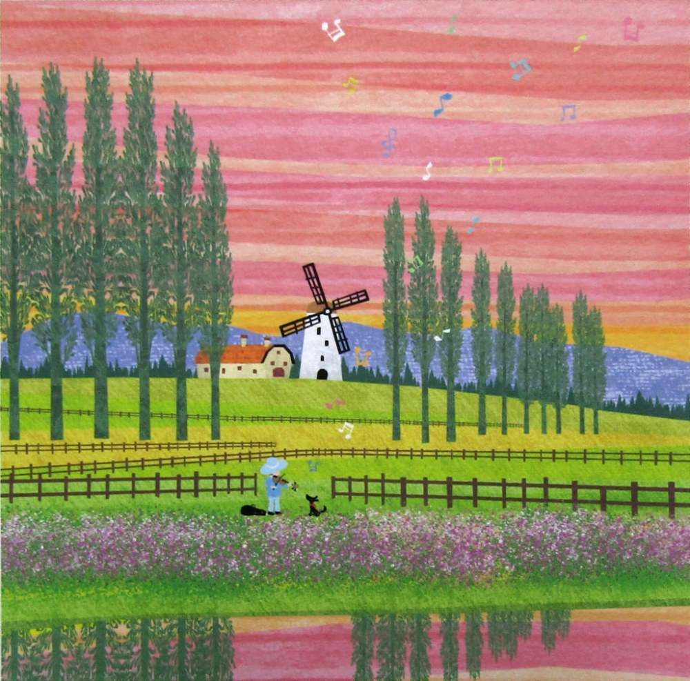 ☆ はりたつお『風車』ジクレー・風景画 楽器 草原・版画 - メルカリ