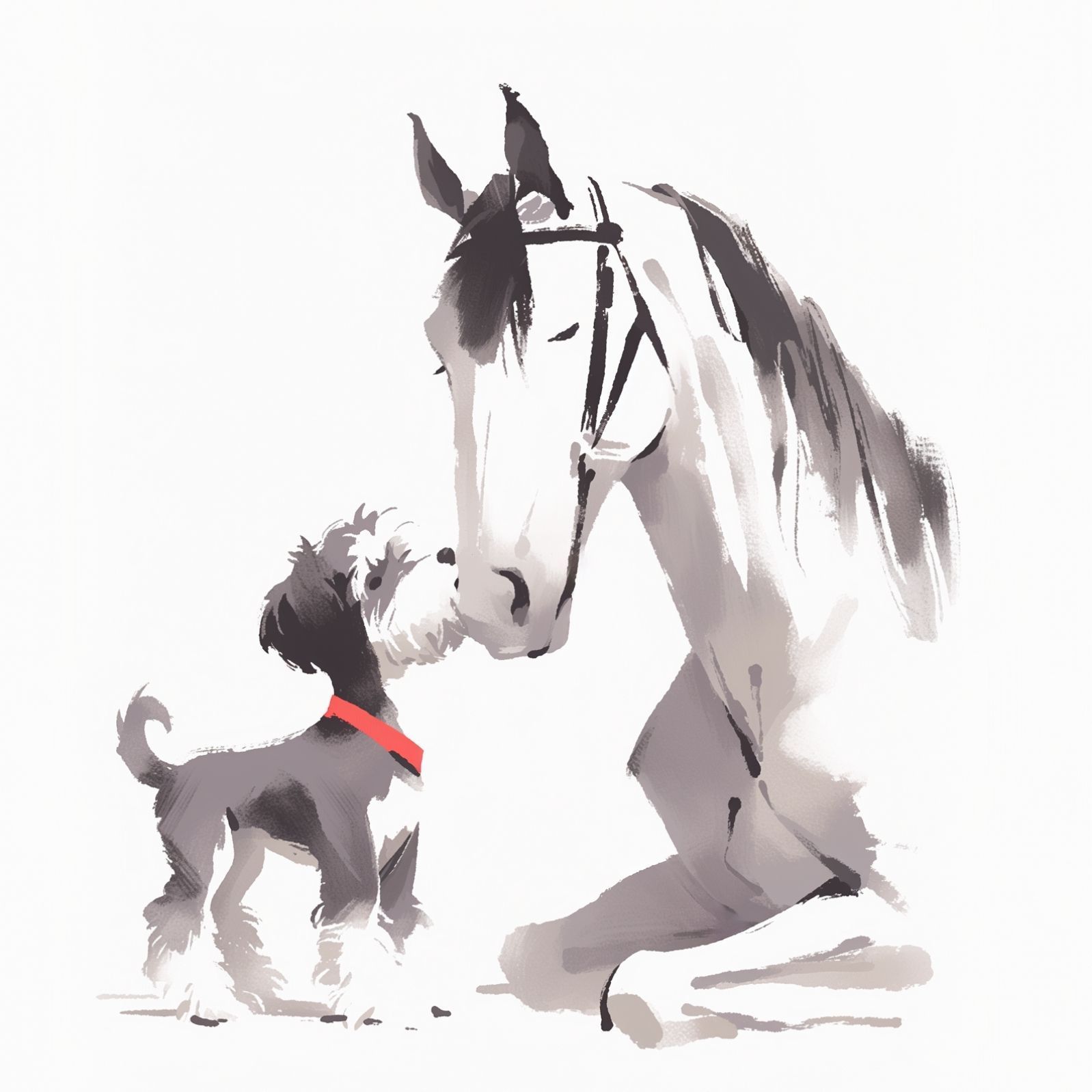 福寿 2026年 - シュナウザー犬 No.2 午年 馬 謹賀新年 賀正 新春 迎春 子犬 ペットロス うちの子 記念日 アートポスター 犬の絵 犬のイラスト ギフト プレゼント