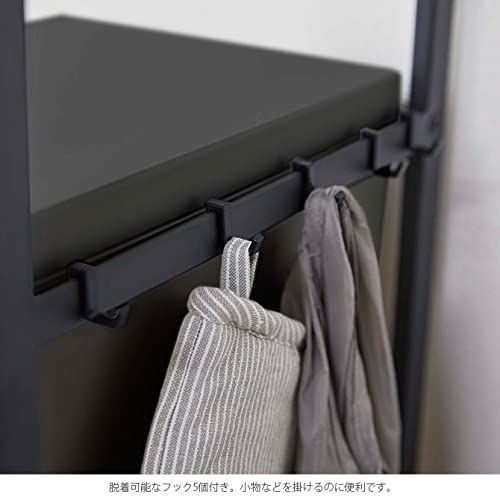 【決算30％】 5327 フック付き キッチンラック タワー 約W42.5 76XD42.5XH90cm ブラック ゴミ箱上ラック 伸縮 山崎実業 Yamazaki 是非この機会に!!
