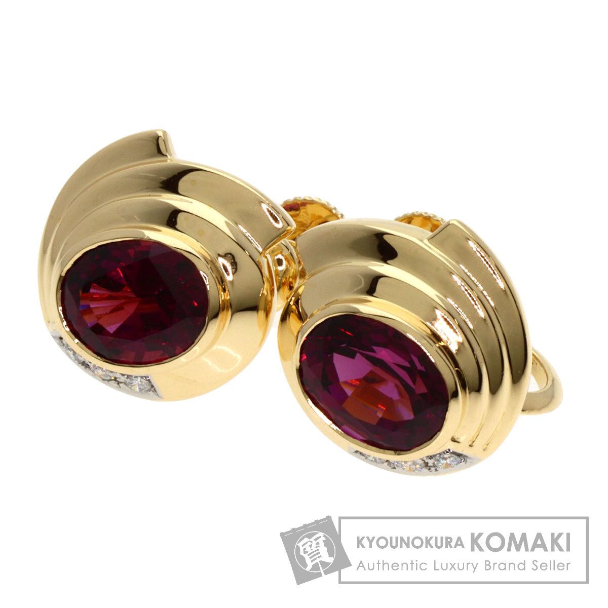 POLA ポーラ ガーネット ダイヤモンド イヤリング K18YG PT900 レディース