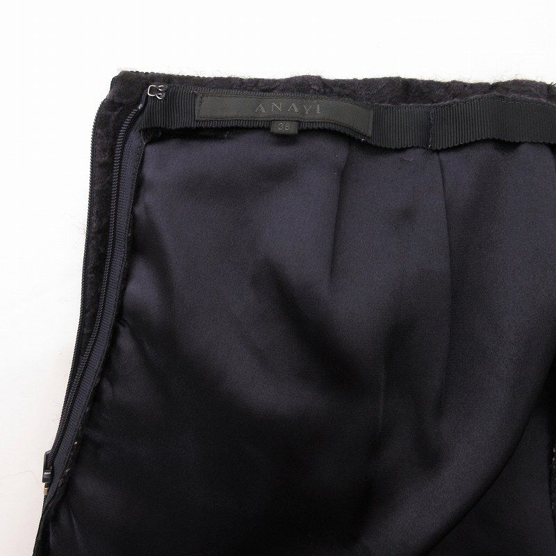 アナイ ANAYI タイトスカート ひざ丈 レース 38 ネイビー /UO