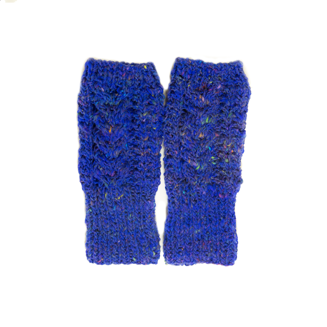 １点もの・手編みのハンドウォーマー（紺色ロング）-1