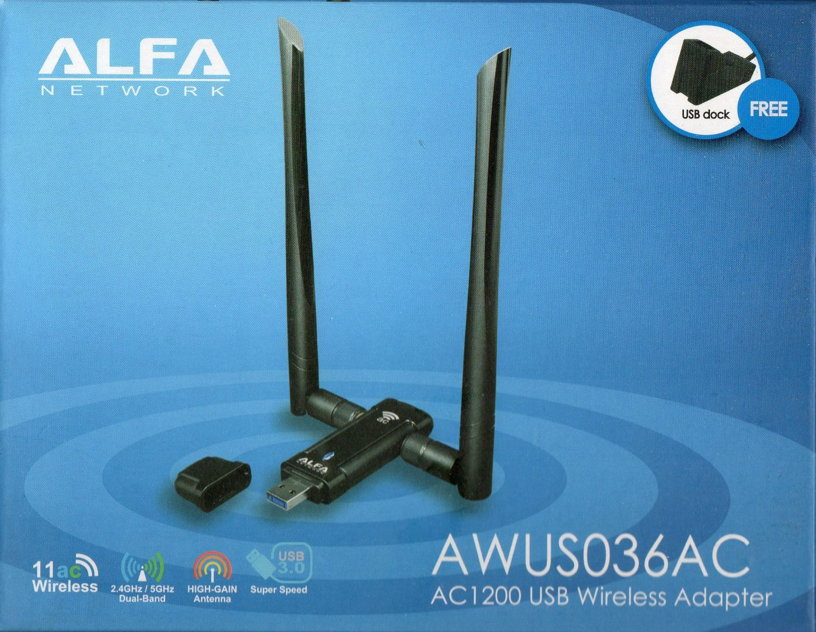 ALFA AWUS036AC 無線LAN USBアダプター新品未開封スマホ/家電/カメラ