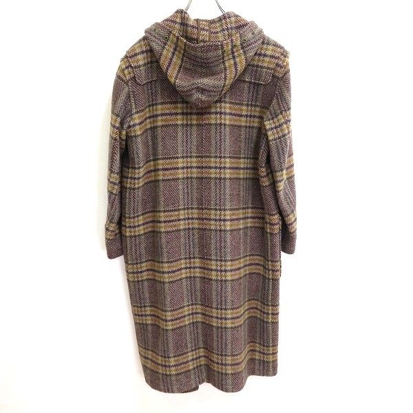 wu カネコイサオ KANEKO ISAO ロング ダッフル コート 紫系 カラシ色 カーキ チェック ウール 1996年 ヴィンテージ 970938 k01
