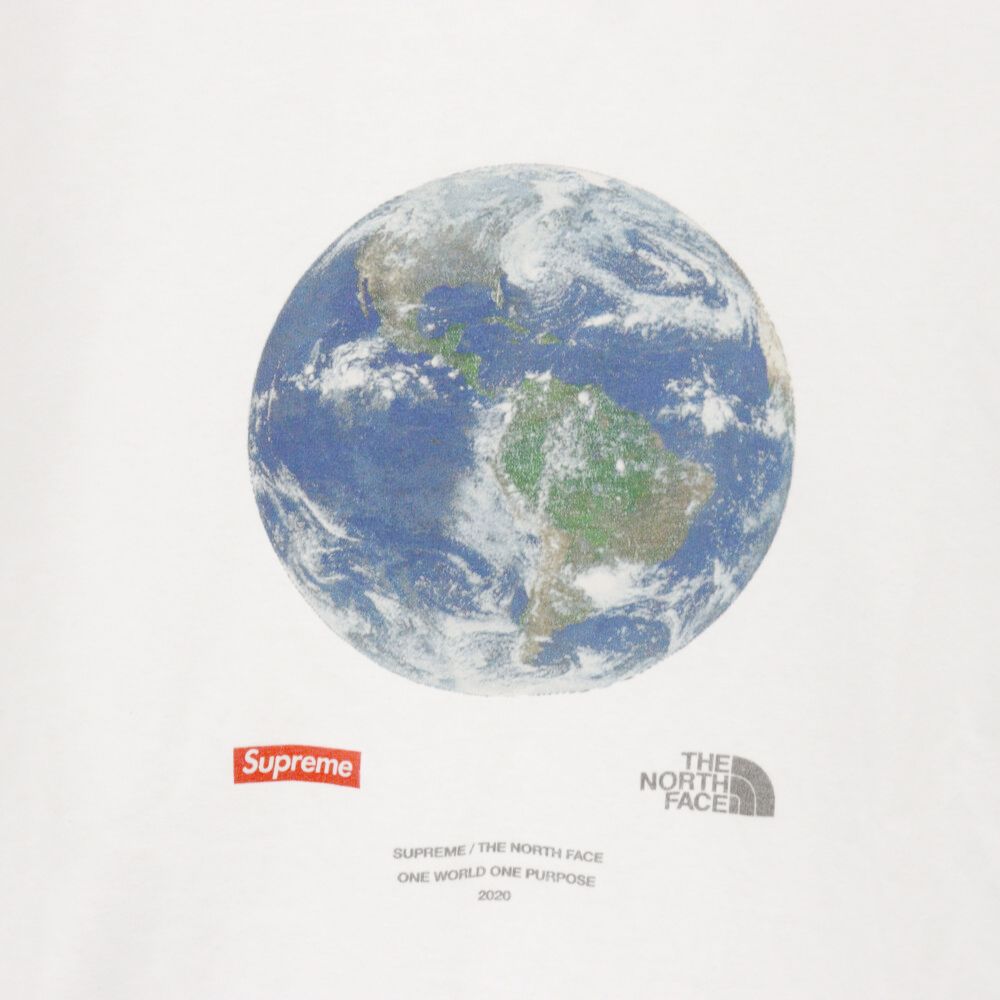 SUPREME (シュプリーム) 20SS One World Tee ザノースフェイス ワンワールド フロントフォトプリント 半袖Tシャツ  カットソー ホワイト - メルカリ