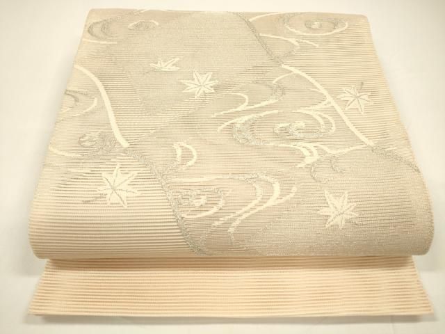 平和屋着物＊夏物 絽綴れ 太鼓柄袋帯 竜田川 銀糸 正絹 DAAY8168cm