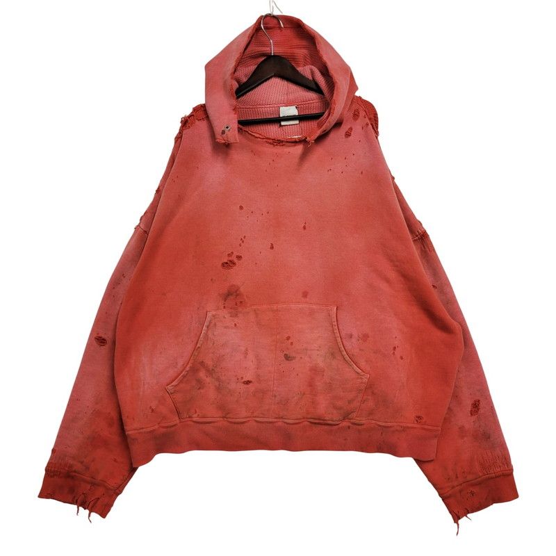 話題商品【レディメイド】ダブルフェイス仕様フーディーダメージ READYMADE レディメイド FW24 DOUBLE FACE HOODIE / BLK - NUBIAN