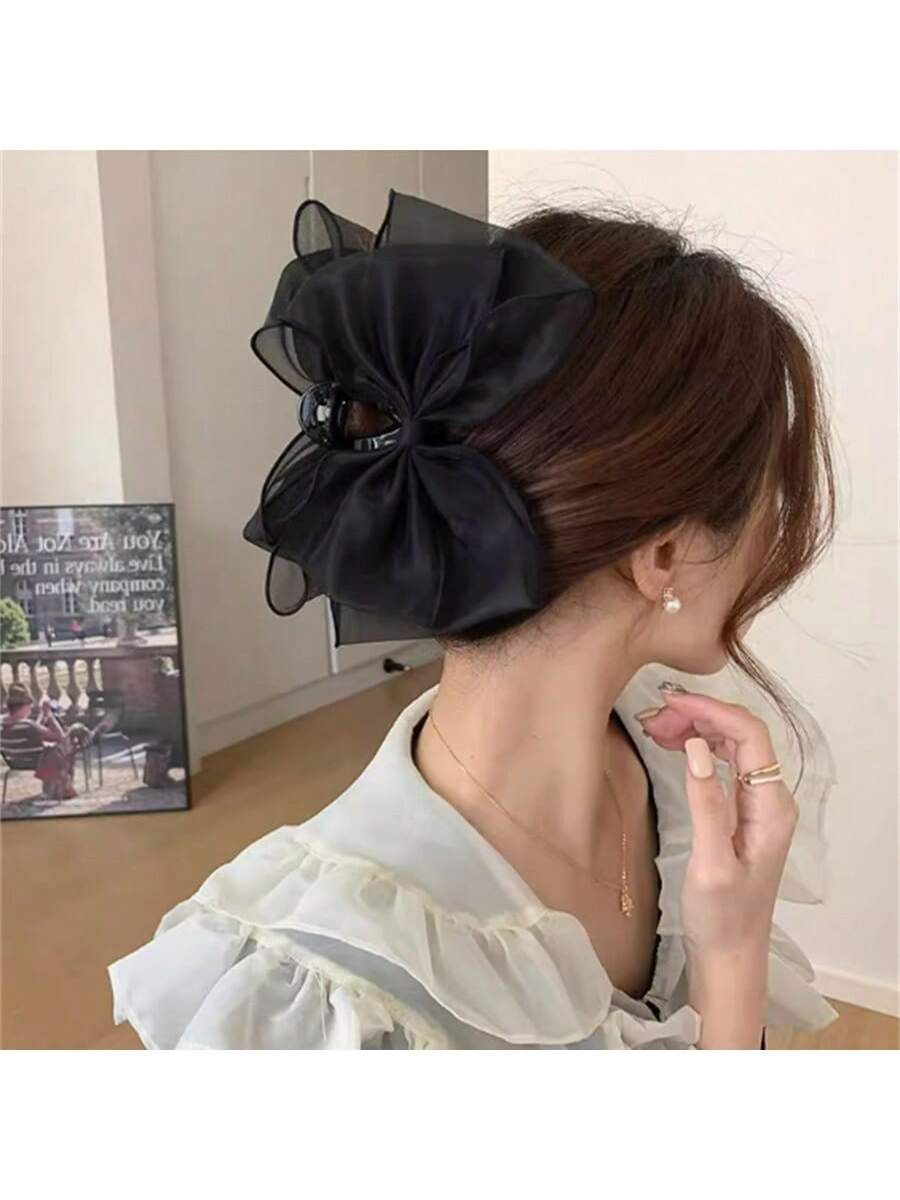 ブラックメッシュリボンヘアクリップ ブラックメッシュリボンヘアクリップ
