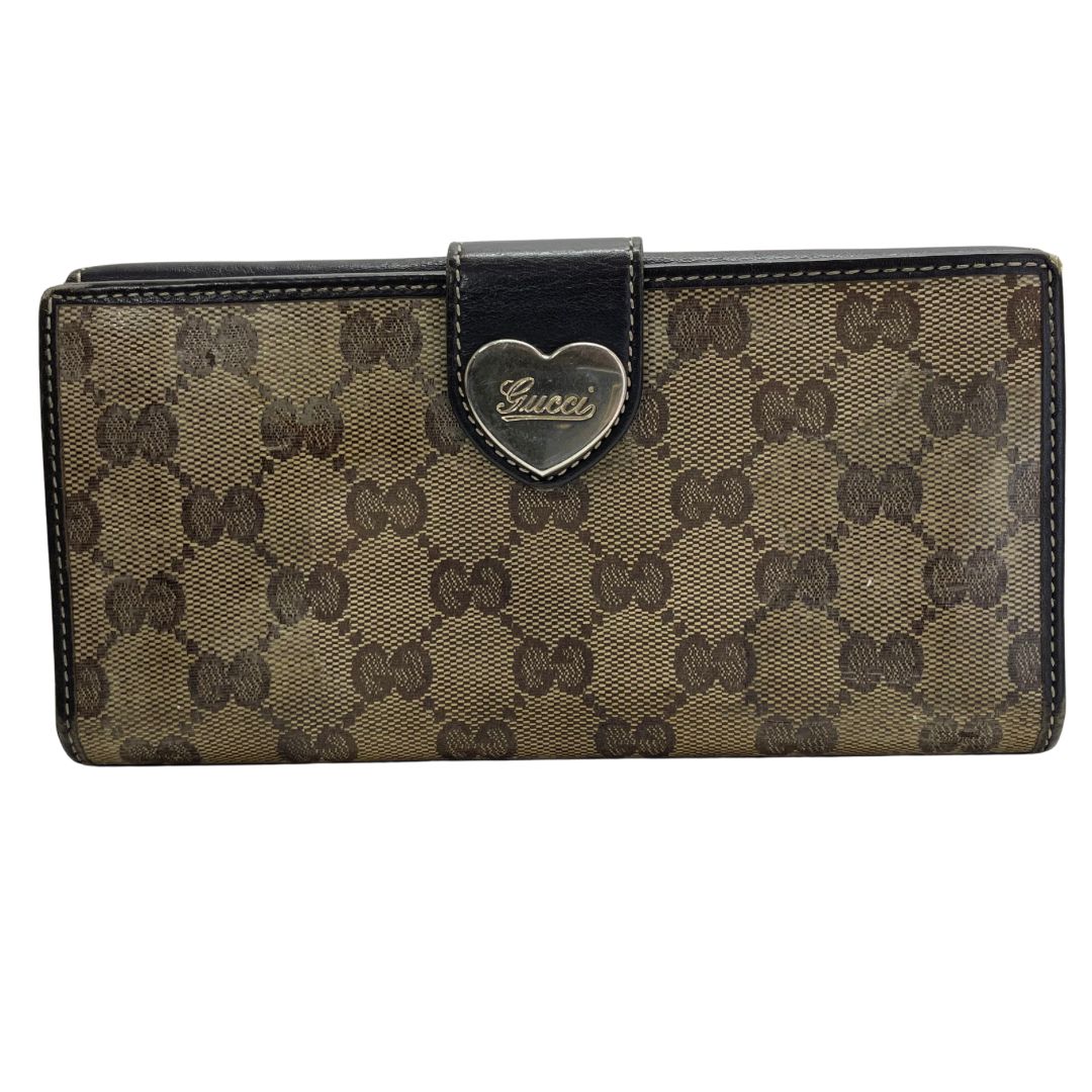 2190 GUCCI グッチ 長財布 GG PVC Wホック ハート ダーク