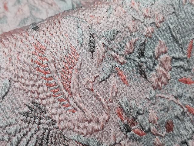 平和屋着物＃道行コート ふくれ織 花鳥文 暈し染め 正絹 逸品