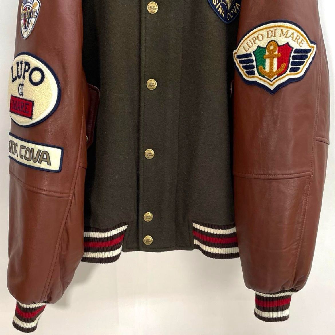 SINA COVA シナコバ 袖レザー ワッペン スタジャン ブルゾン メンズ 秋