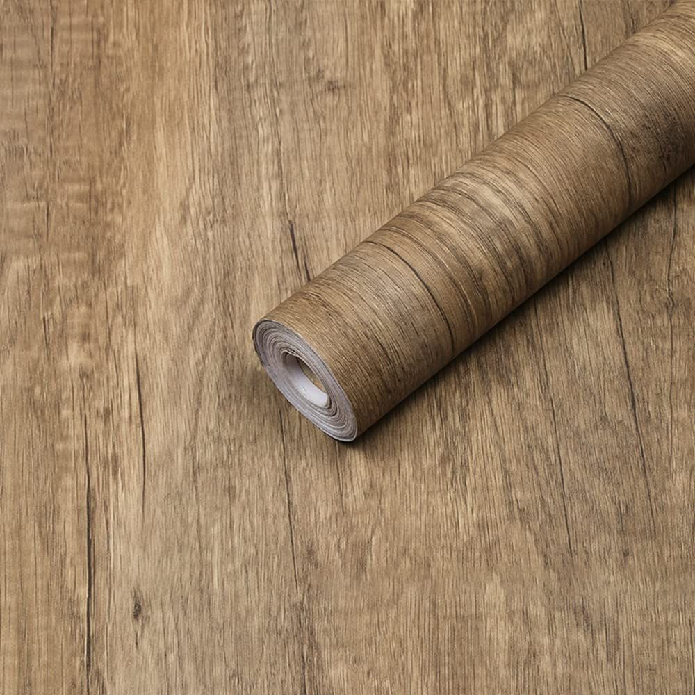 Homya 壁紙シール 防水 リメイクシート 木目調シール 茶色 60cm*5m 厚さ約0.45mm のり付き フロアタイル 滑り止め 床用シール ペット対応 耐摩耗性 防汚 フローリングシート 壁床兼用