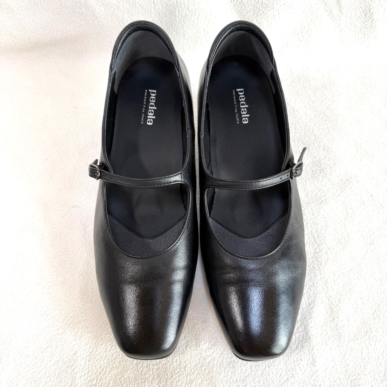 極美品✨ペダラ ストラップ スクエアトゥ レザー ブラック 22.5 3EEE