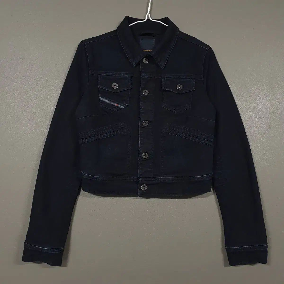 DIESEL ポケット ウォッシュ コットン ブラックデニム レディース デニム トラッカー ジャケット