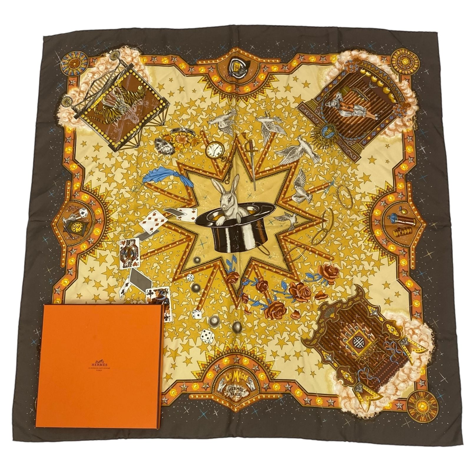 極美品 HERMES エルメス カレ90 LA MAGIE マジック ウサギ 手品