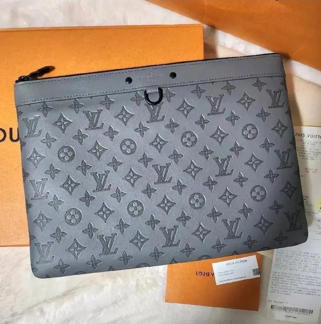 実物 フルセット Louis Vuitton ルイヴィトン シャドウ ポシェット クラッチバッグ グレー