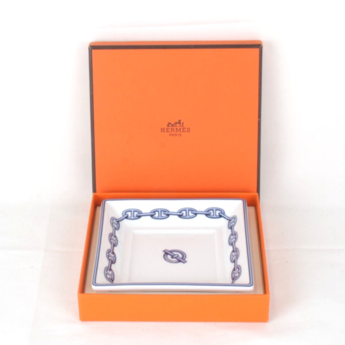 良品『USED』 HERMES エルメス シェーヌダンクル スクエアプレート 箱