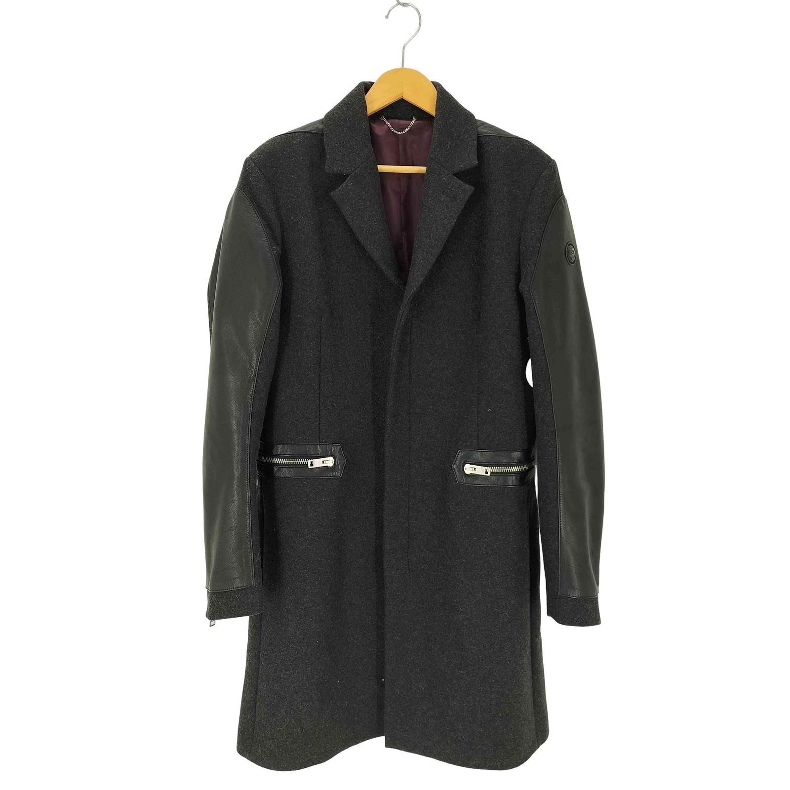 ディーゼル DIESEL レザー切替 ダブルジップアップチェスターコート