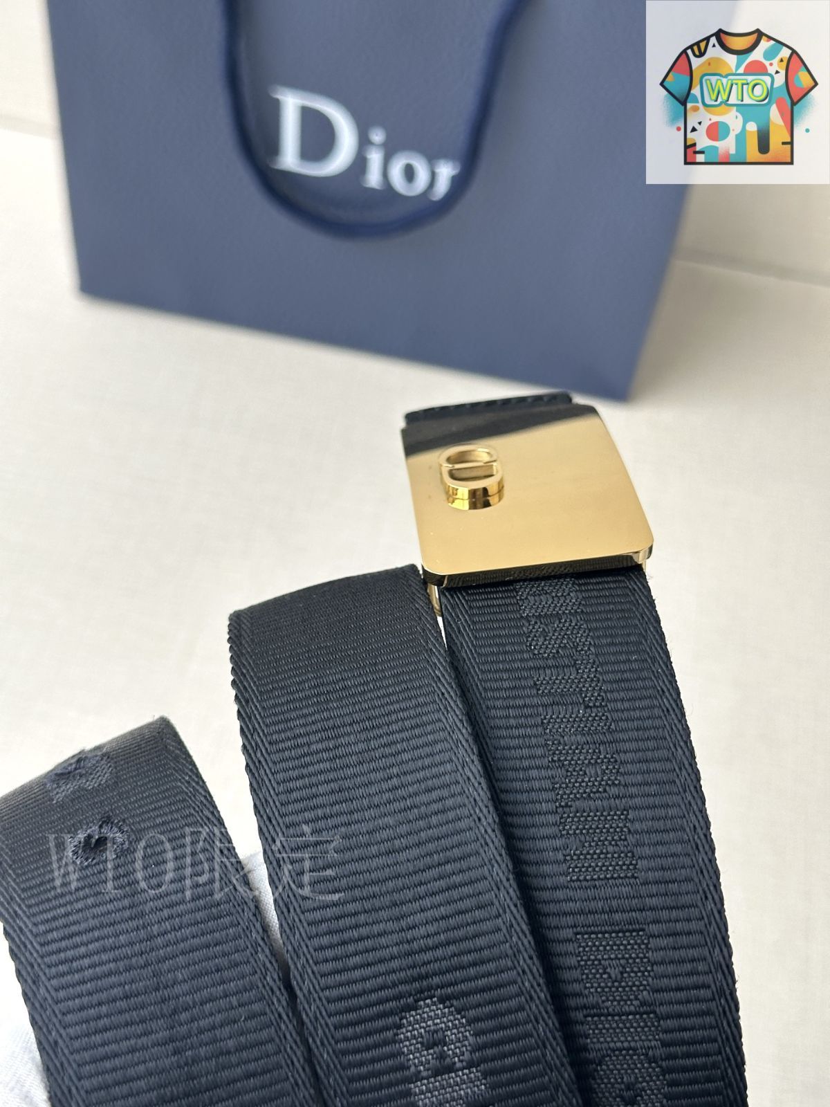 Dior メタルベルトバックル イタリア製　CDロゴ Christian Dior - 正規未 Dior CDロゴバックルベルト黒