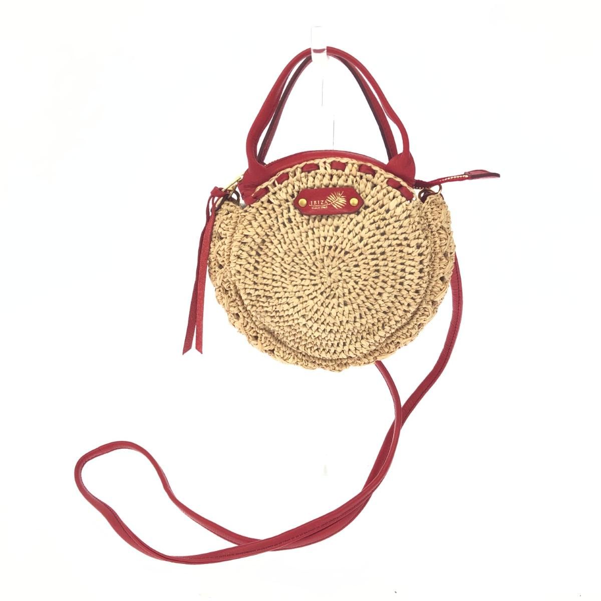 IBIZA イビサ  2WAYバッグ   レッド/ベージュ ラフィア×レザーパーツ レディース 　240001153486 IBIZA イビサ 2WAYバッグ レッド/ベージュ ラフィア×レザーパーツ