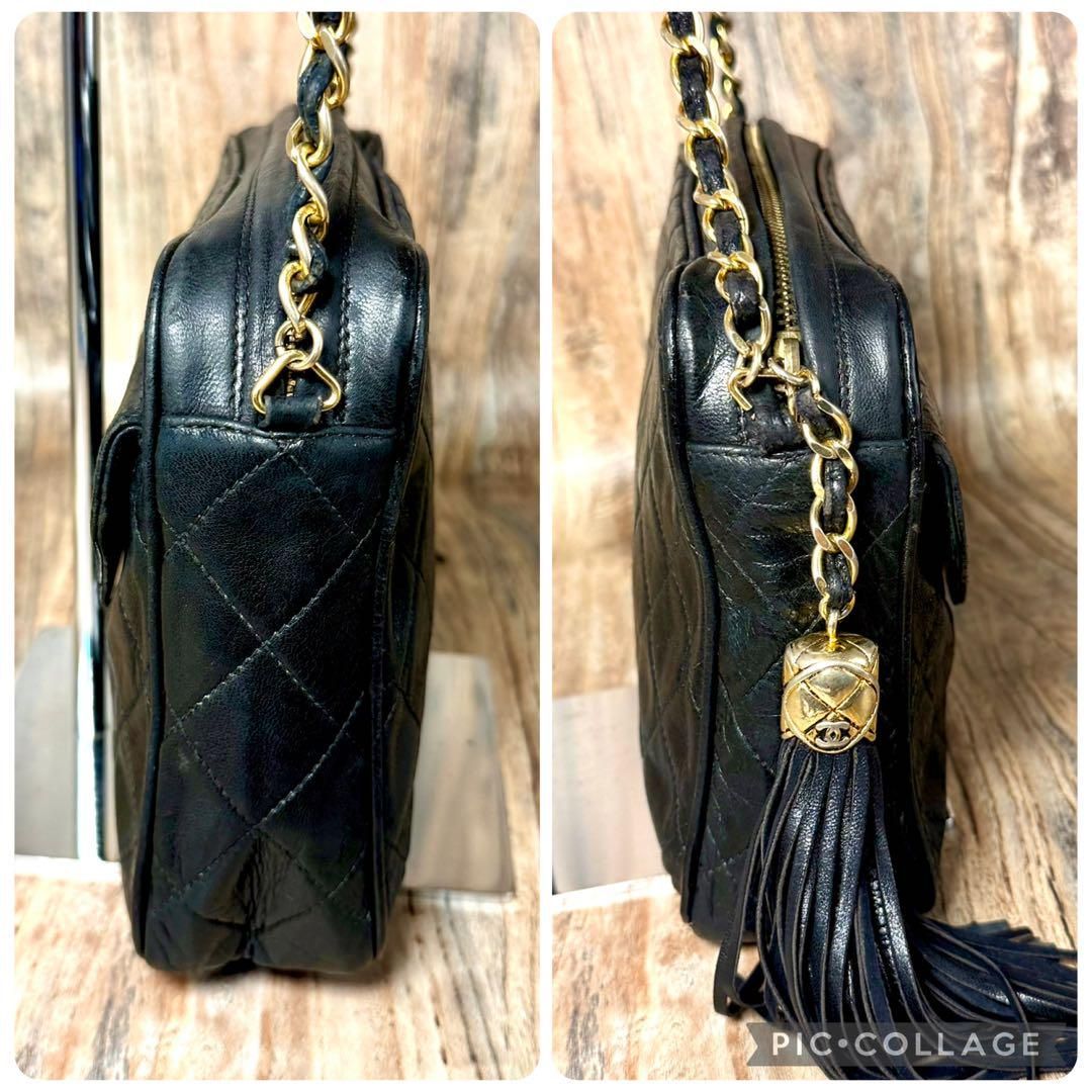 ⛄️極美品⛄️シャネルCHANELラムスキンココ フリンジ付