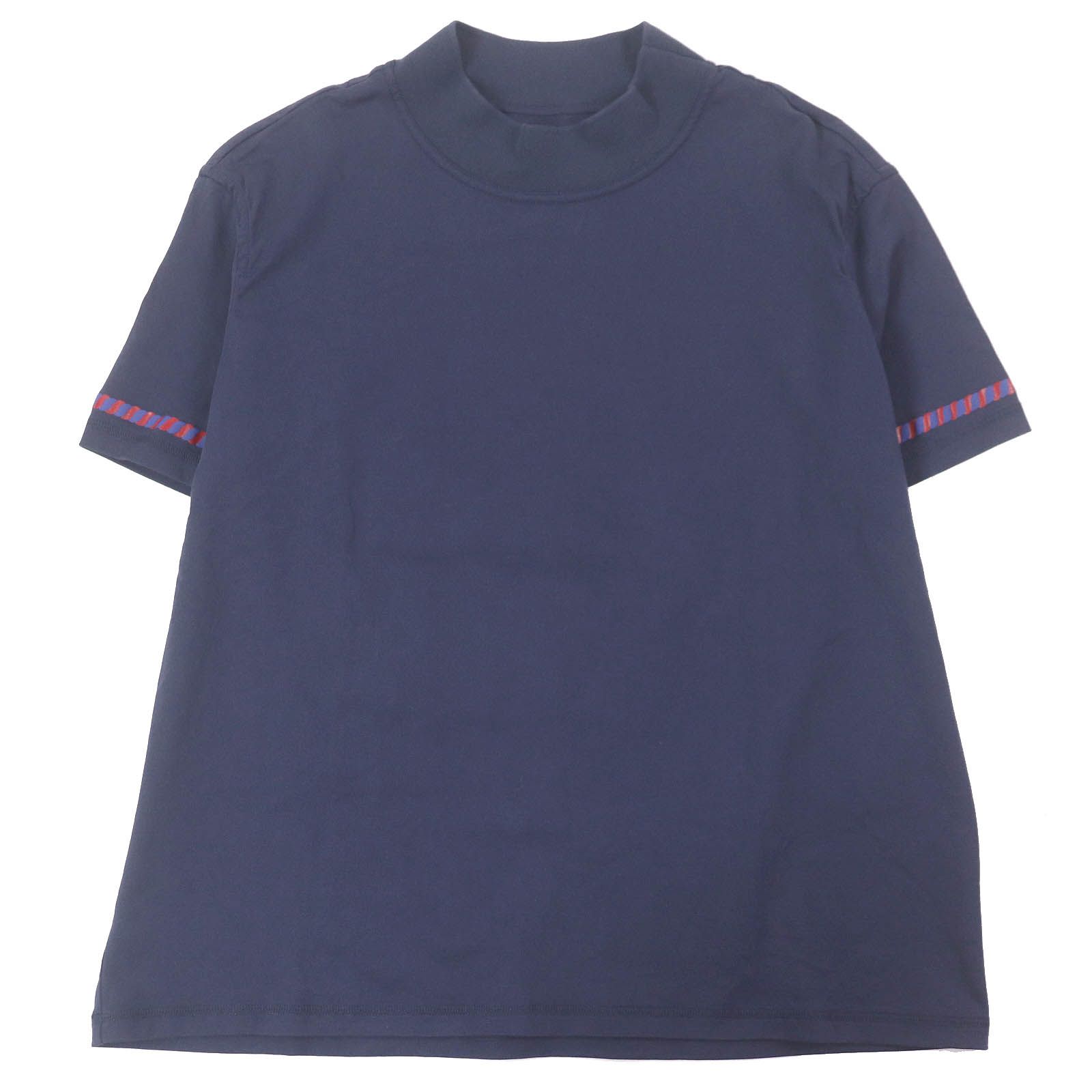 美品□HERMES エルメス 23SS 3E4621DL カルトゥッシュ シェーヌダンクル モックネック 半袖Ｔシャツ ネイビー 34 フランス製 正規品 美品□HERMES エルメス 23SS 3E4621DL カルトゥッシュ