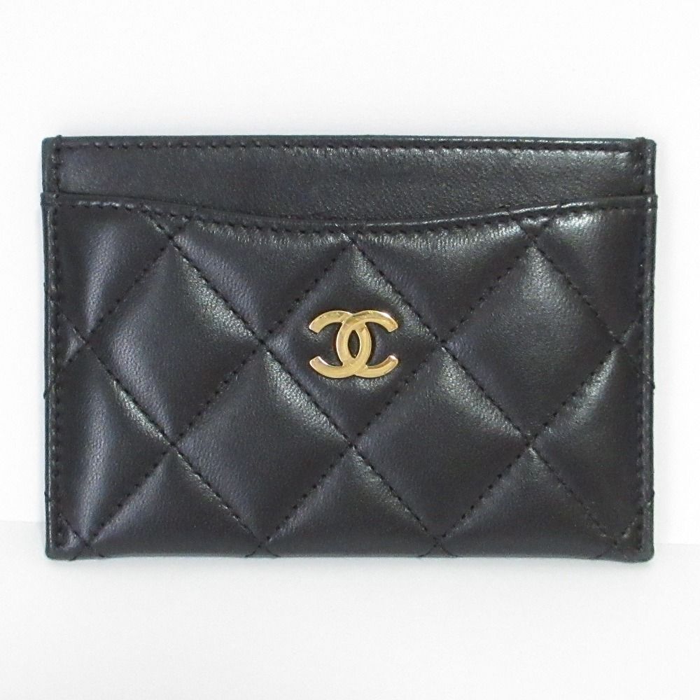 CHANEL シャネル ココマーク マトラッセ ラムスキン パスケース カードケース A31510 ブラック レディース 古着