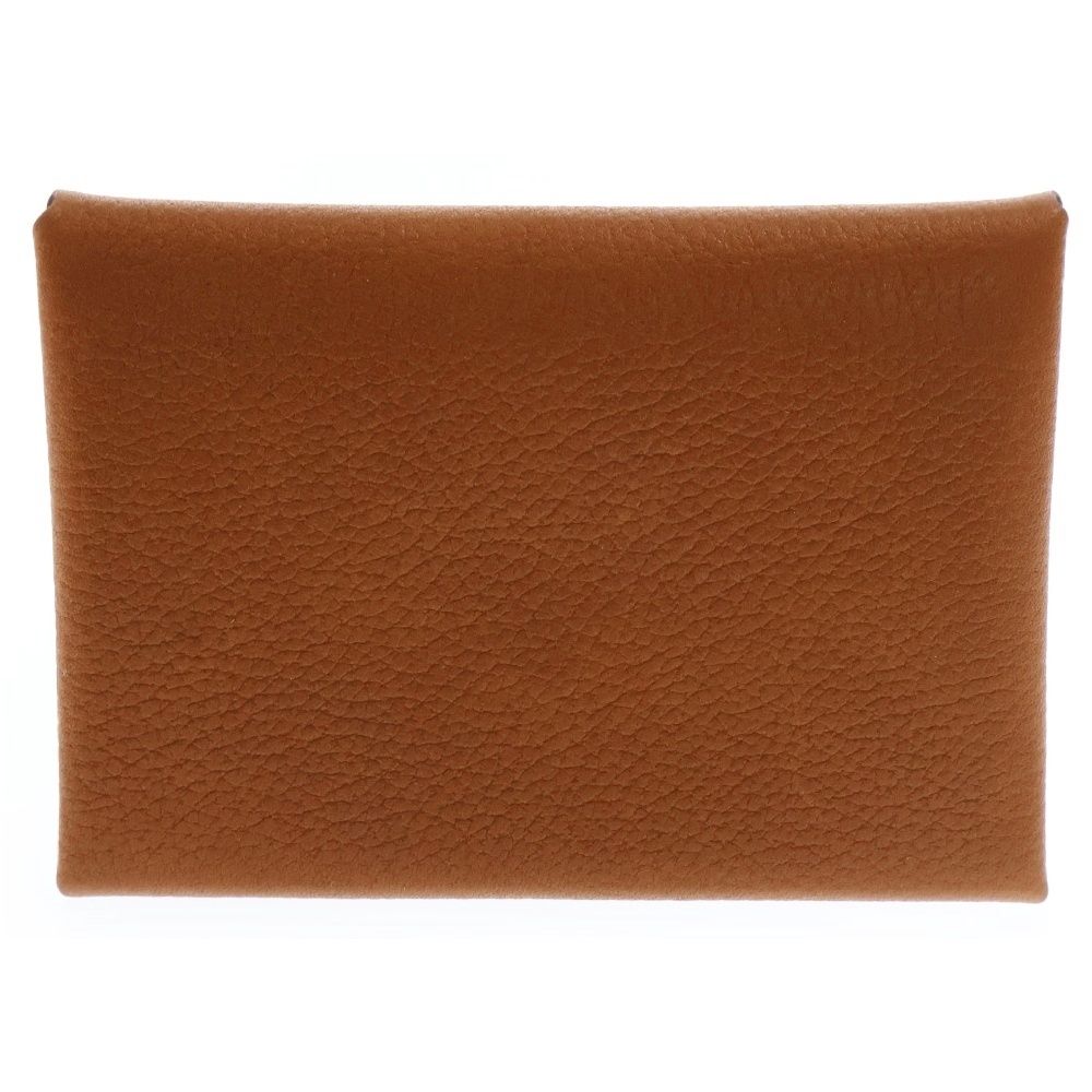 HERMES エルメス カルヴィデュオ ゴールド ブラウン系 シェーブル K刻印 シルバー金具 コインケース カードケース