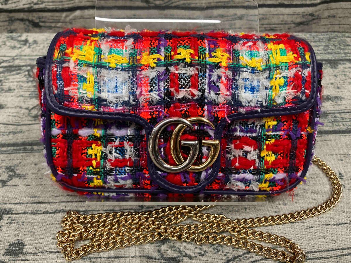 VINTAGE●GUCCI●グッチ GG マーモントフラップ スーパーミニ GUCCI】〔GGマーモント〕スーパーミニバッグ