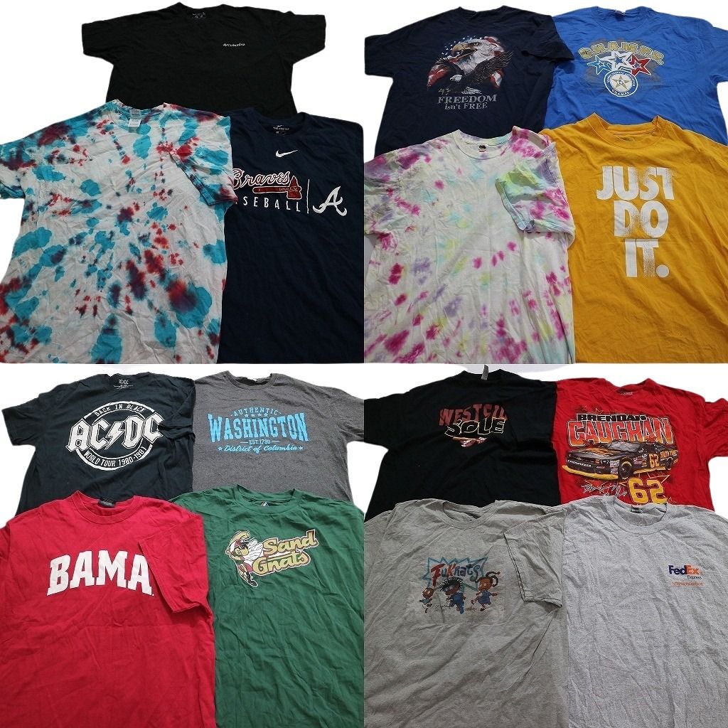 古着卸 まとめ売り 半袖Tシャツ 15枚セット (メンズ XL ) 英字ロゴ コロンビア ナイキ タイダイ 企業 ACDC 車 MU2786