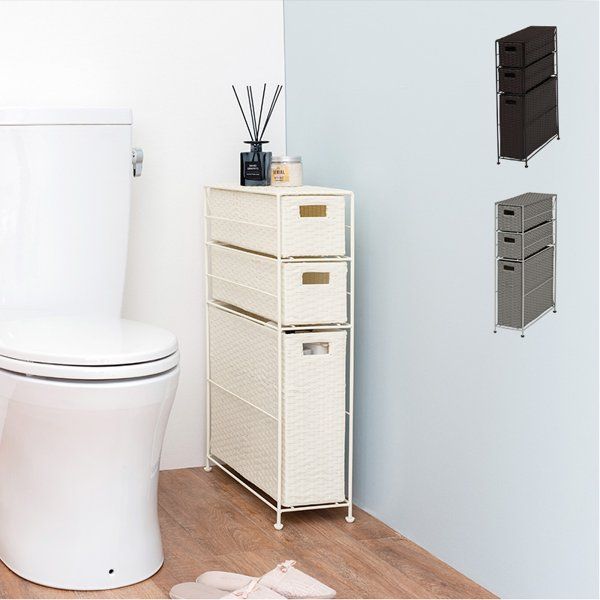 トイレ収納 ホワイト　スリム  トイレットペーパー収納 薄型 トイレラック おしゃれ スリム 薄型 幅16.5 白 かご カゴ バスケット