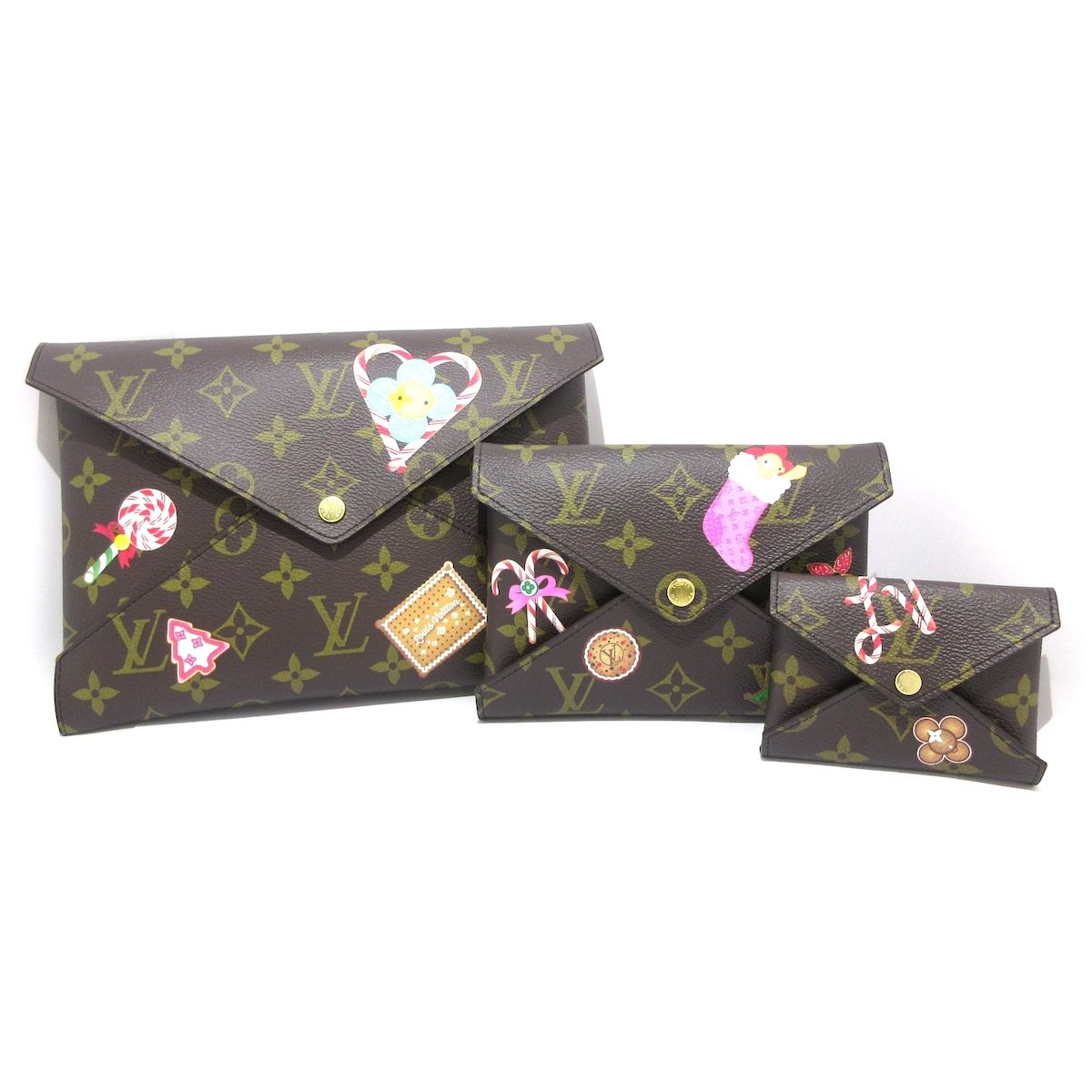 LOUIS VUITTON ルイヴィトン ポーチ ヴィヴィエンヌ ポシェットキリガミ M12203 キャンディレッド ポーチ3点セット|イニシャル刻印