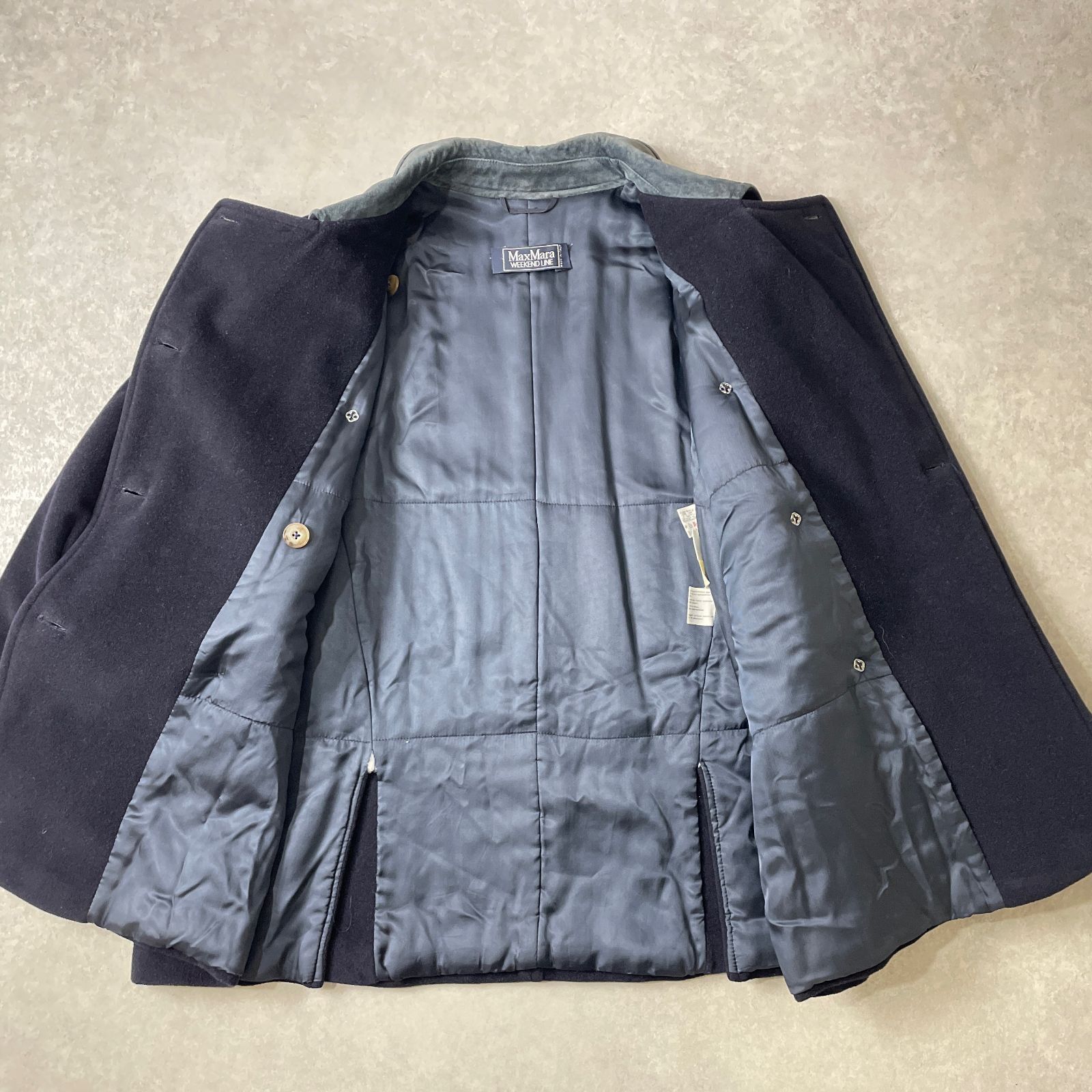 Max Mara WEEKEND LINE レザーカラー ウール ハーフコート ITALY製 