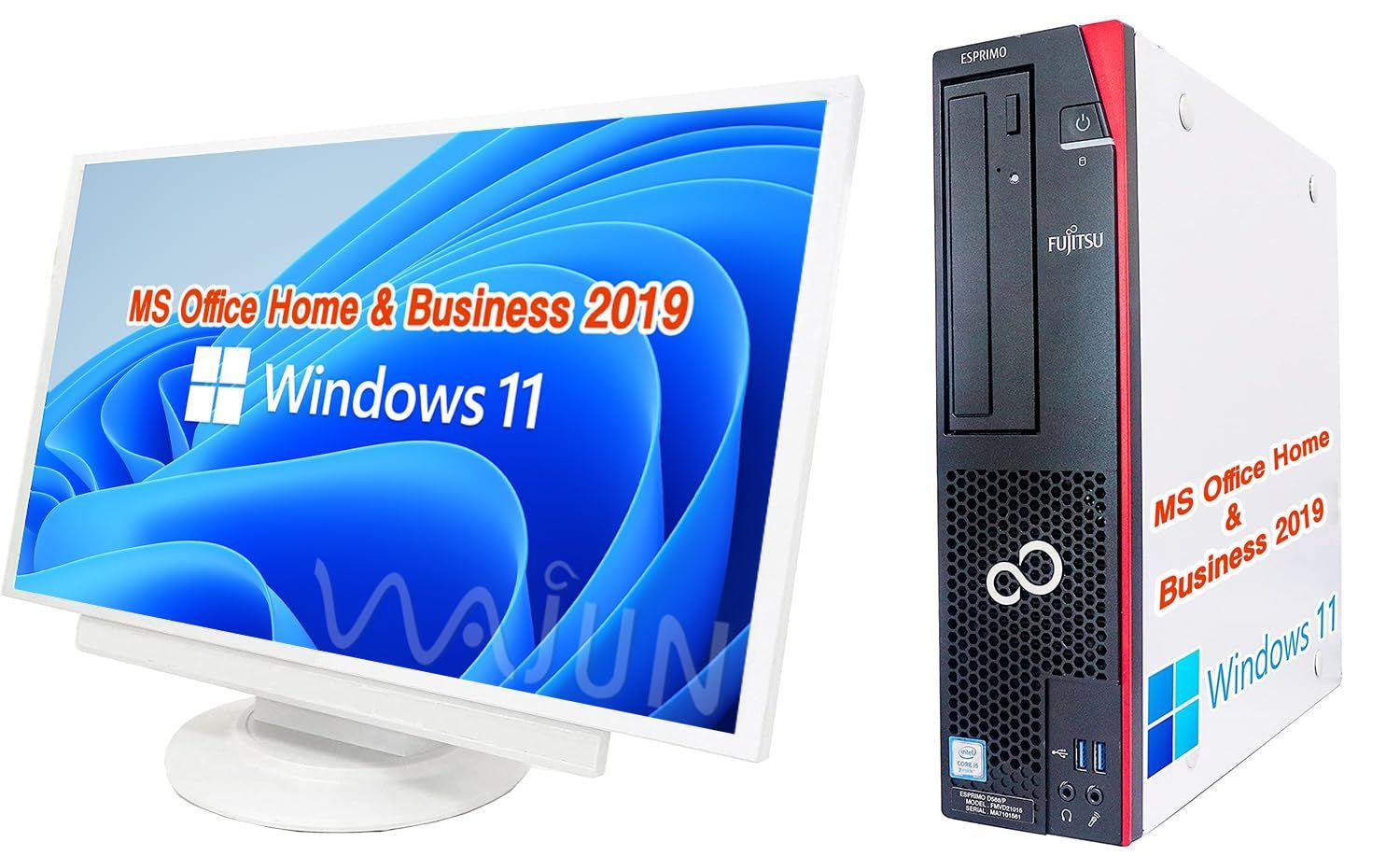 【新着商品】(整備済み品) SSD i5-7500/wajunのWIFI/Bluetooth/DVD/16GB/256GB 2019/第7世代Core Hu0026B Office Pro/MS 11 D587/超大画面24型フルHD液晶セット/Win 現行デスクトッ