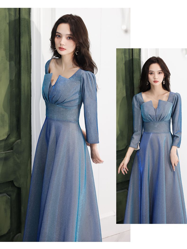 人気ブランドの新作も！ ドレス結婚式大人ワンピース長袖ロングドレスパーティードレスウエディングドレス上品袖あり演奏会フォーマルミ結婚式ドレス