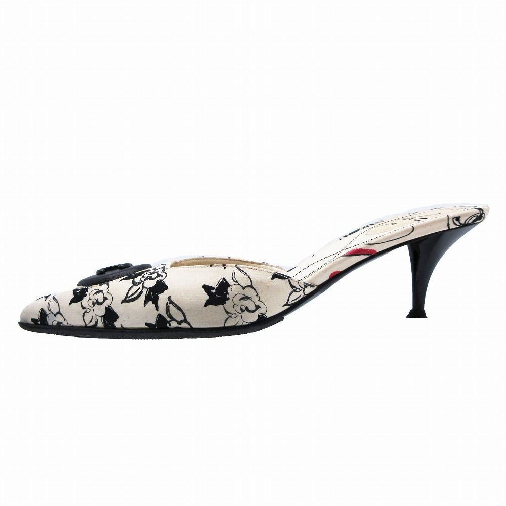 CHANEL ベージュ 花モチーフ ミュール ミュール - シャイニー ラムスキン、ベージュ — ファッション