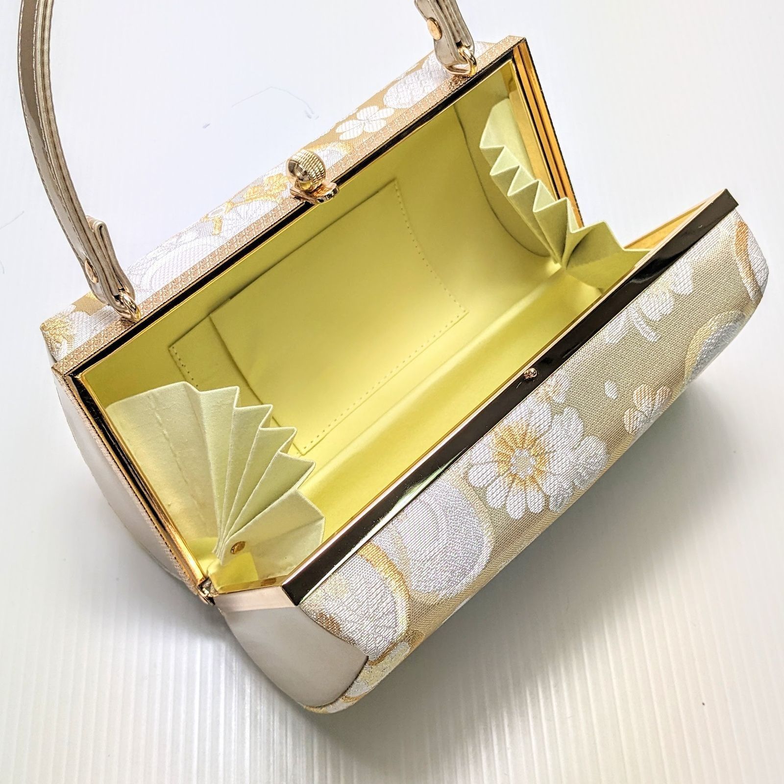 草履バッグセット 振袖用 帯地 ゴールド 梅 フリーサイズ w5-5