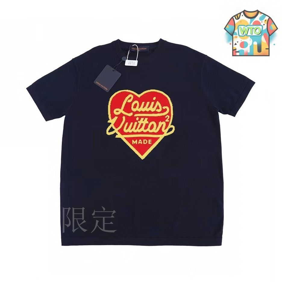 【NIGO☆カラフル刺繍がお洒落】Louis Vuitton★ニットTシャツ Louis Vuitton x Nigo Intarsia Jacquard Heart Crewneck Knit