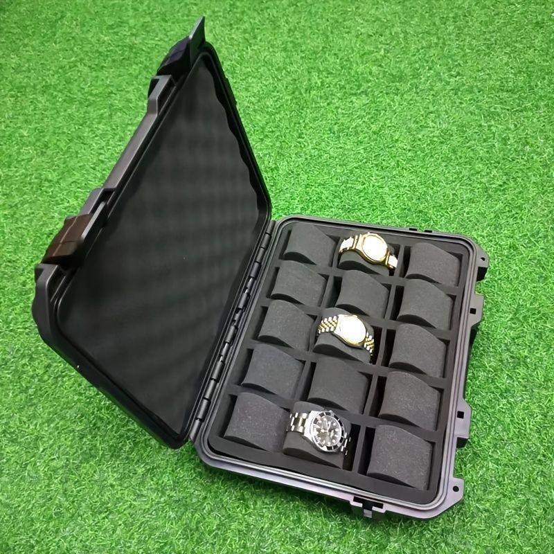 腕時計収納ケース 15本収納 アタッシュケース トランクケース ウォッチケース 収納箱 持ち運び 防水 コレクションケース ハードケース 保管5-92