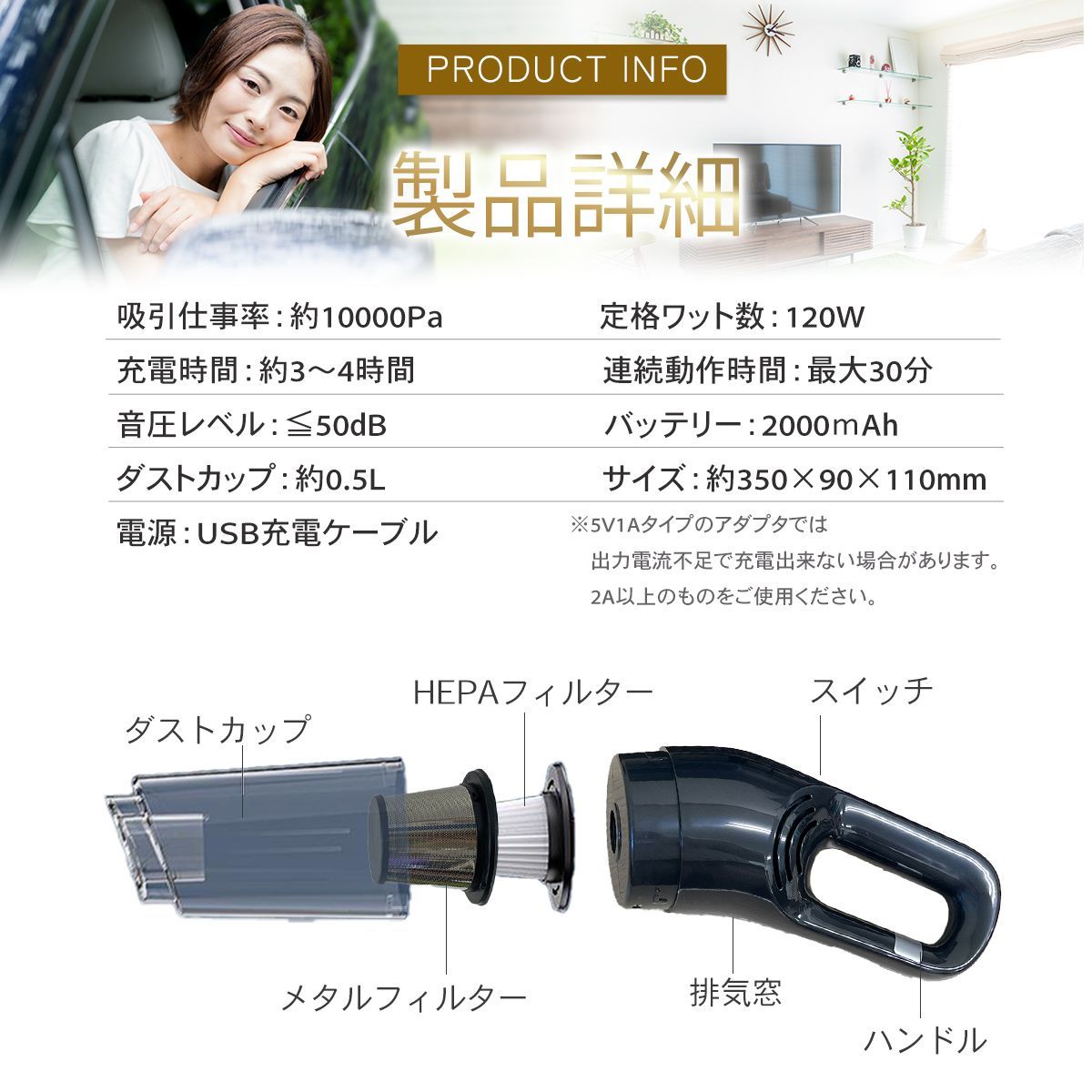 ハンディクリーナー コードレス 車用掃除機 カークリーナー ワイヤレス おすすめ ハイパワー パワフル 強力 usb充電式 掃除機 卓上 デスク リビング オフィス 車内  ギフト 10000pa 120w LB-068c ハンディクリーナー 車用掃除機 コードレス 車 強力 カークリーナー 充電式 ハンディ掃除機 120W 6000pa 超軽量 乾湿掃除機 乾湿両用クリーナー 送料無料