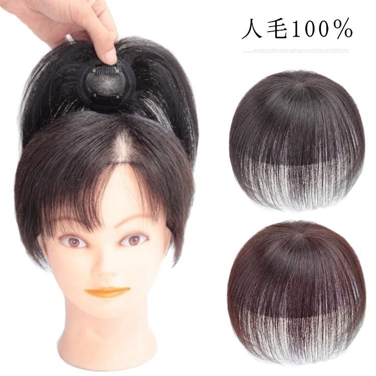 送料無料 人毛100％ ウィッグ 部分ウィッグ 白髪隠し 長15cm