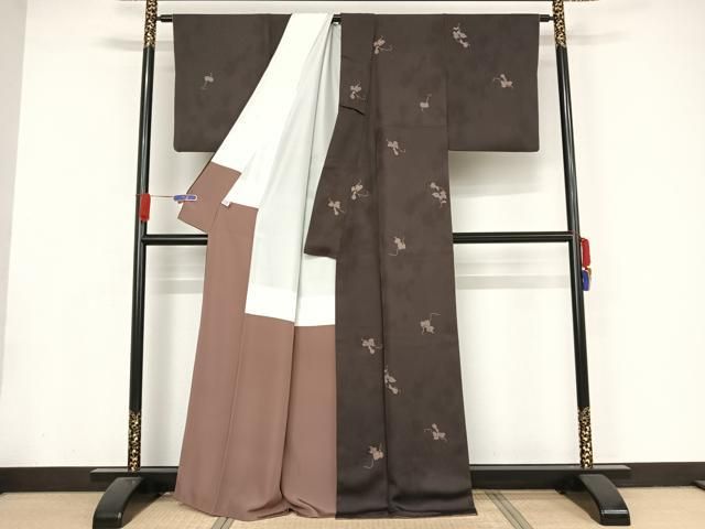 平和屋着物○風綺絽 小谷輝鱗 小紋 瓢箪 丹後ちりめん 反端付き 正絹