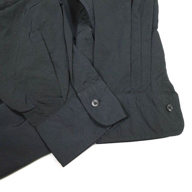 H beauty&youth ナイロンワッシャーレギュラーシャツ ブラック　M H＞ナイロンワッシャー エアリーレギュラーカラーシャツ