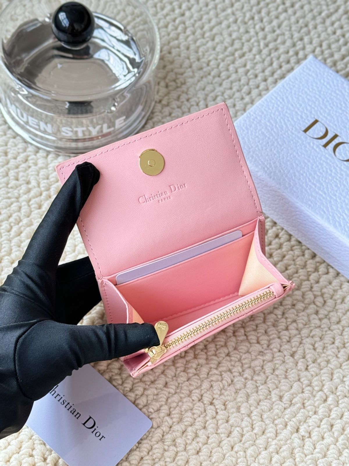 （新品）ディオール My Dior Glycine ミニウォレット　ピンク ピンクで可愛らしい♪】DIOR☆My Dior Glycine ウォレット