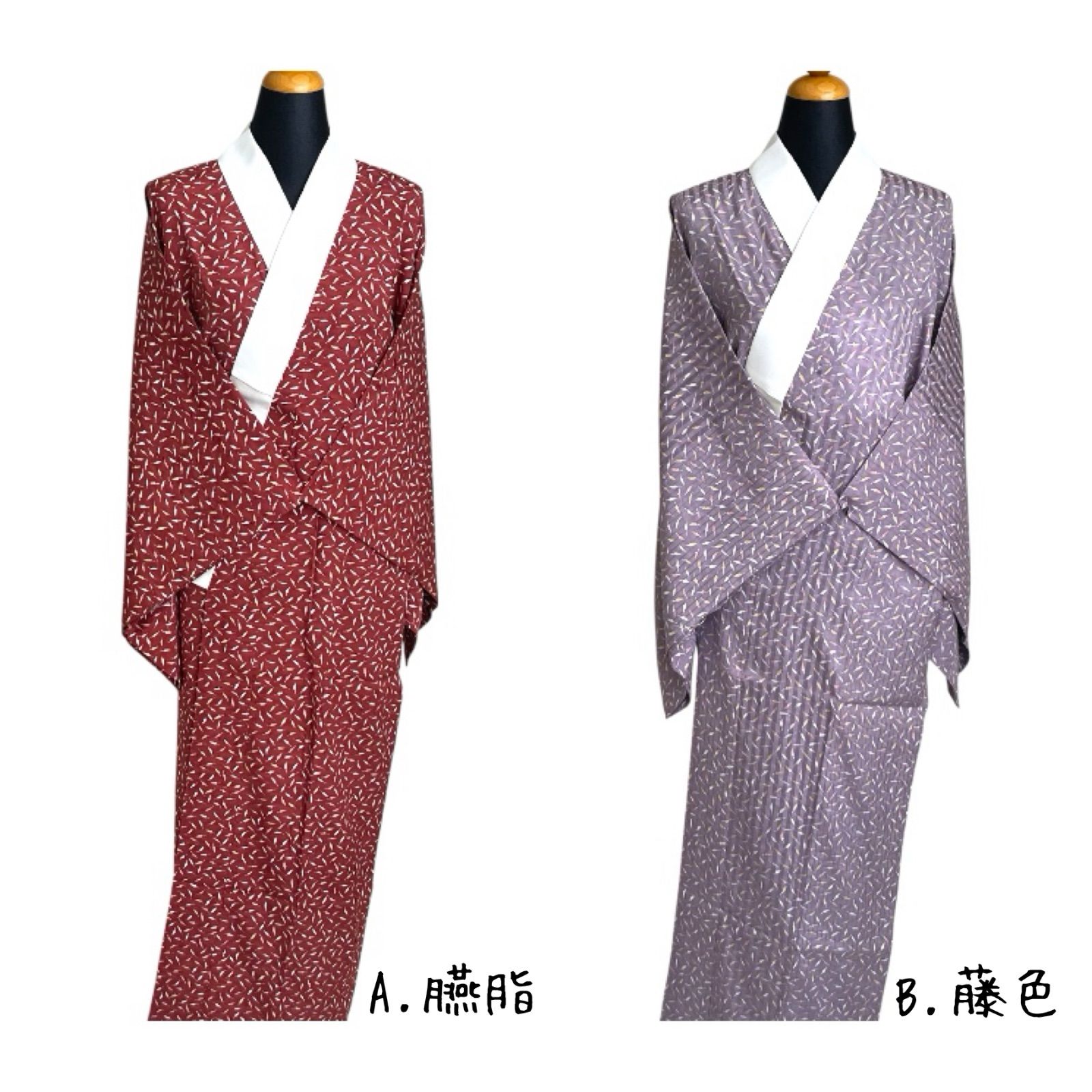 レディース 正絹 長襦袢 半衿付 Mサイズ 唐辛子 臙脂|藤色 M