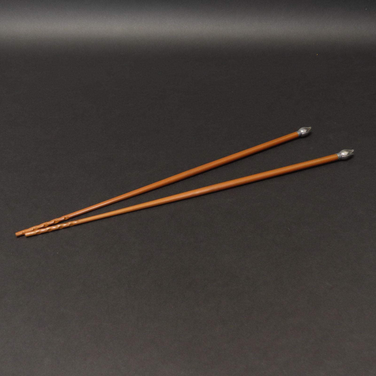 0187 美品 木村清五郎 真作保証 銀製頭部 桐実頭飾火箸 111g