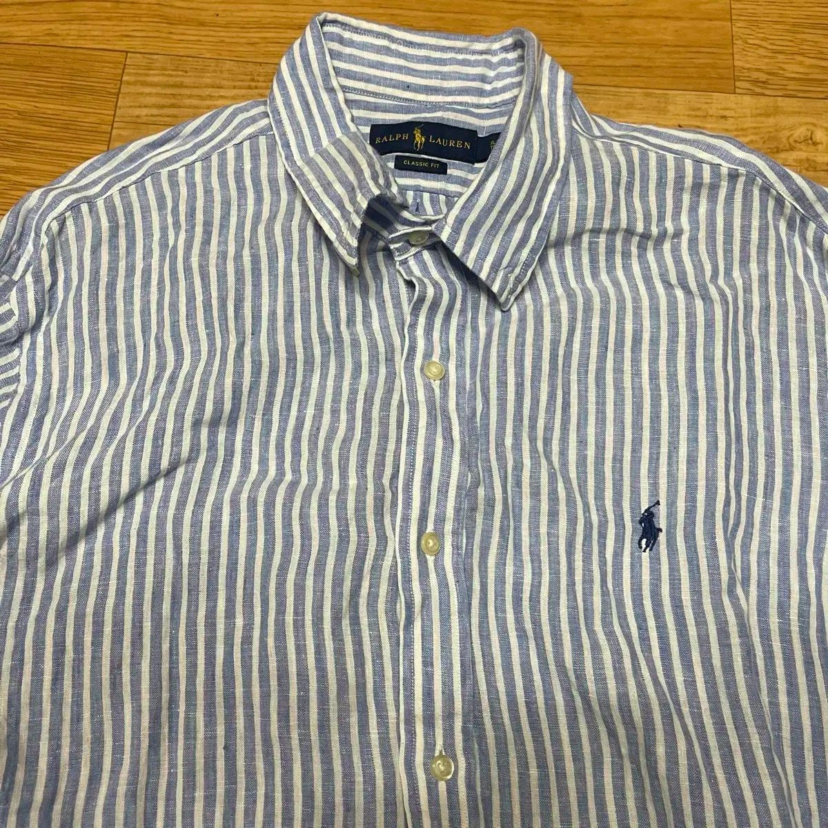 ポロ Ralph Lauren ラルフローレン ストライプ リネンシャツ クラシックフィット 110 サイズ XL サイズ